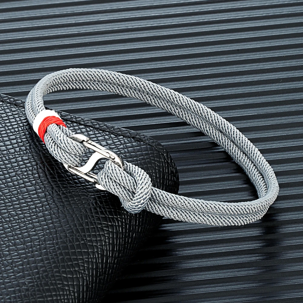 Mkendn Marineblau geflochtenes Seil Armband Edelstahl Double Push Karabiner verschluss Überlebens armband für Männer Frauen Paar Geschenke