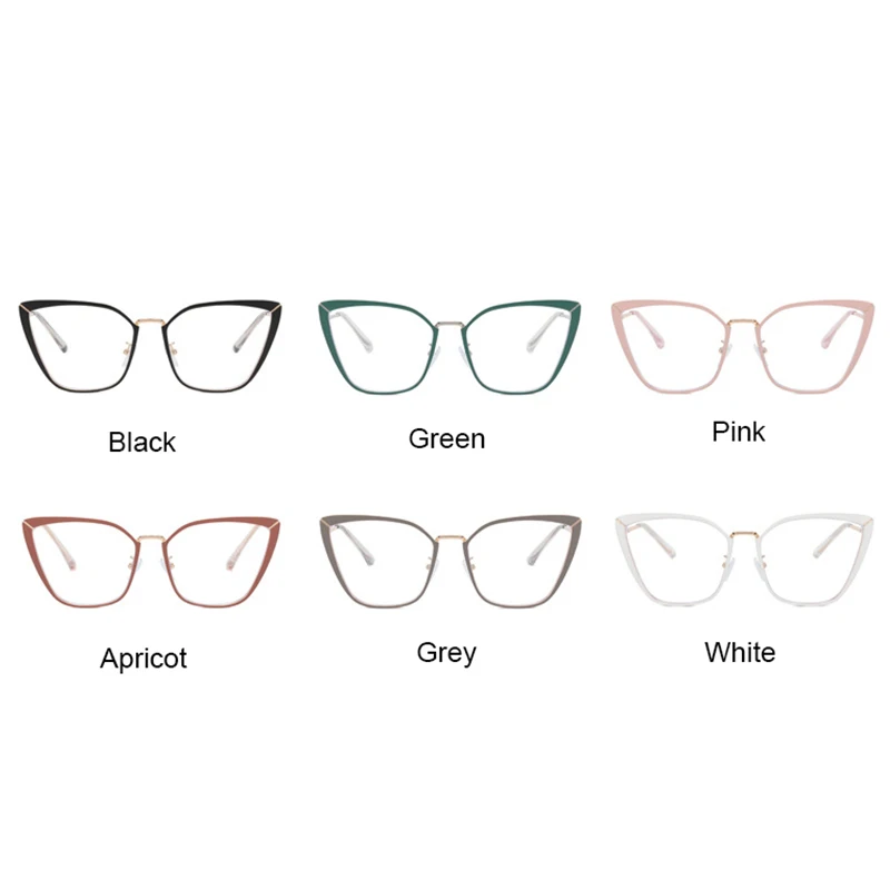 Sexy Cat Eye Metal Reading Glasses Anti Blue Rays Magnifying Hyperopia Eyewear 0~+600 Optical Transparent 2022 Glasses For Women 5