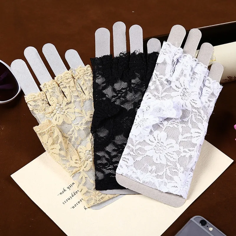Women Sexy Glove Lace Gloves Sunscreen Short Glove Fingerless Lace Driving Gloves Spring Summer Multi Finger Accessories