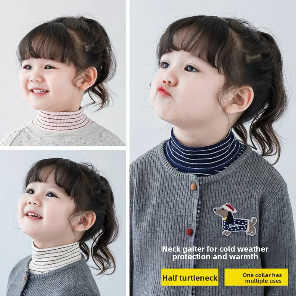 새로운 스트라이프 숄 따뜻한 탈부착 가능한 하이 칼라 튜브 스카프 소녀용