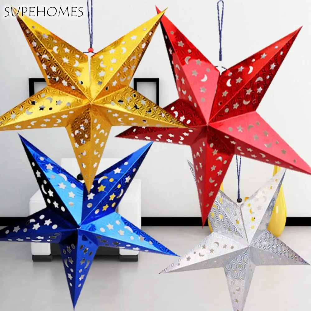 

1Pcs 30cm/45cm Hanging Paper Star Lampshade Laser Paper Lantern Birthday Party Wedding DIY Hanging Christmas Ornament