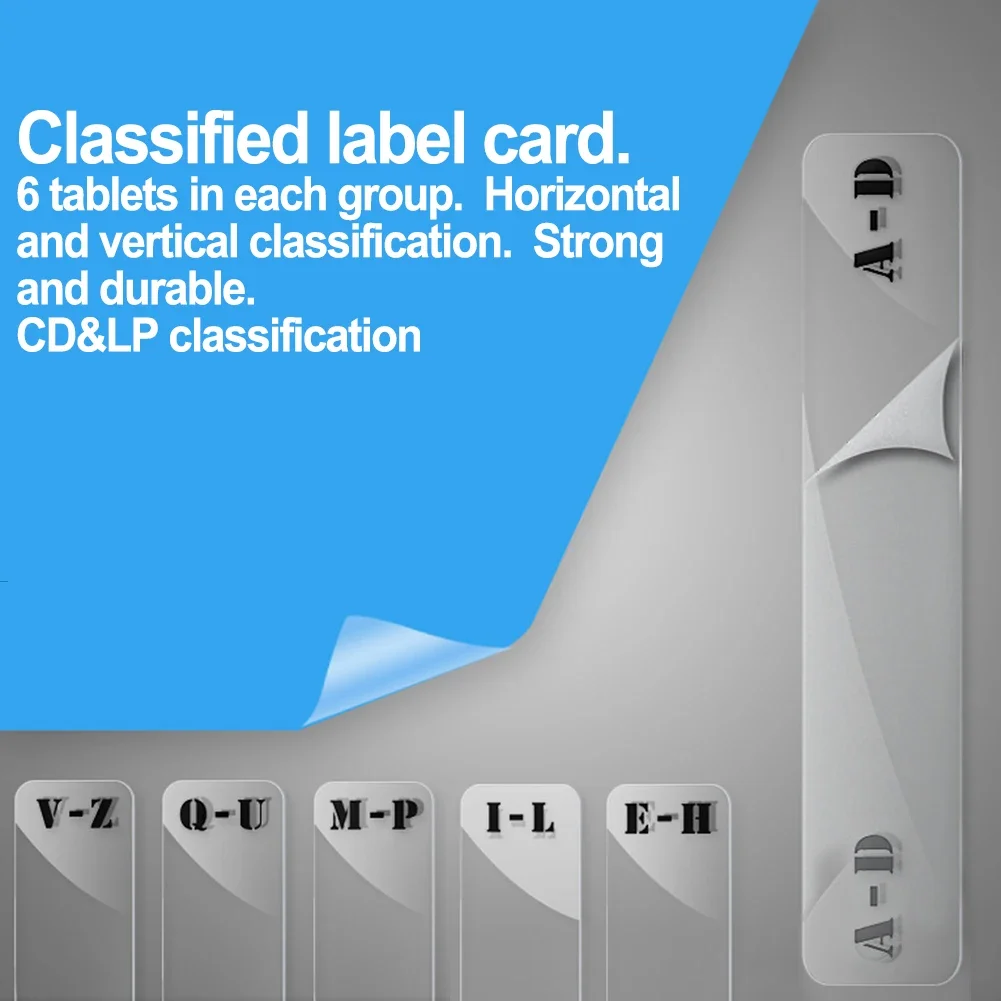 6Pcs Record Sorting Card Vinyl Divider Card Labels Index For Shelf Storage A-Z Horizontal Label CD Horizontal LP