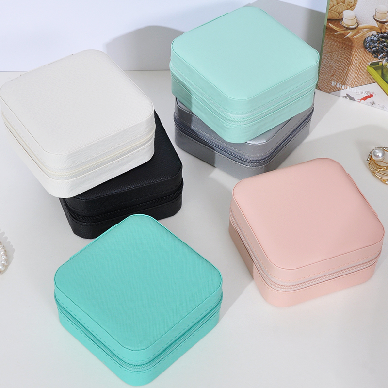 Portable Mini Jewelry Storage Box Travel Organizer Jewelry Case Leather Storage Earrings Necklace Ring Jewelry Organizer Display