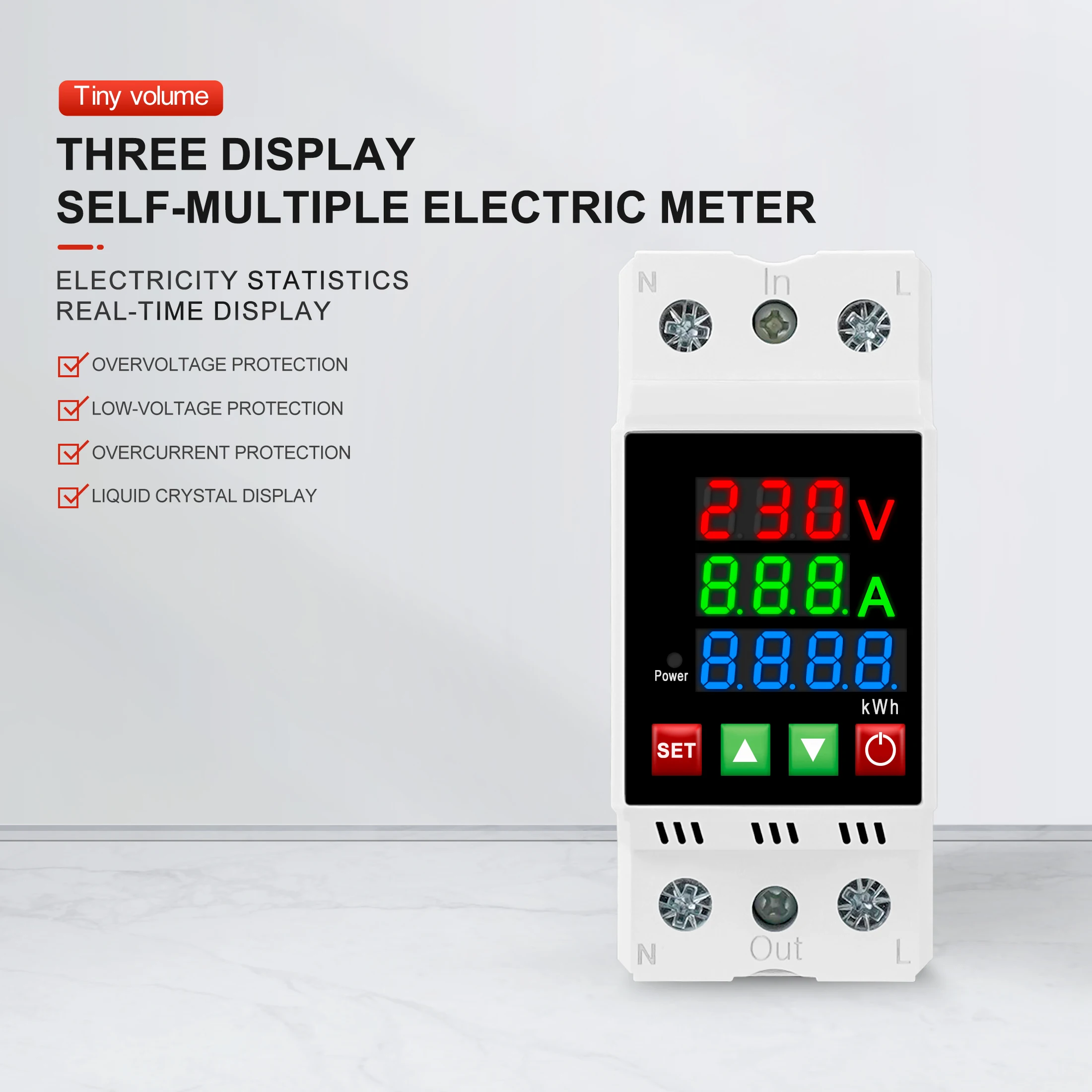 Din Rail Adjustable Over Voltage Under Voltage Protective Device 40A 63A 230V Relay Over Current Protection