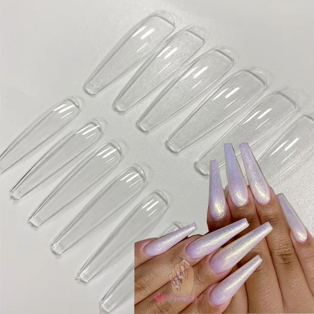 3XL Square Straight Extra Long Full Cover Nails Artificial Acrylic False Nail Tips Clear Press On Manicure Tool XXL Coffin