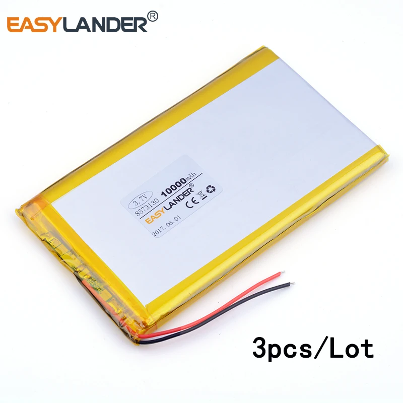 

3pcs/Lot 8573130 3.7V 10000mAh Lithium Li polymer Battery For Tablet PC 7 inch 8 inch 9inch power bank pad 8873130 8573129