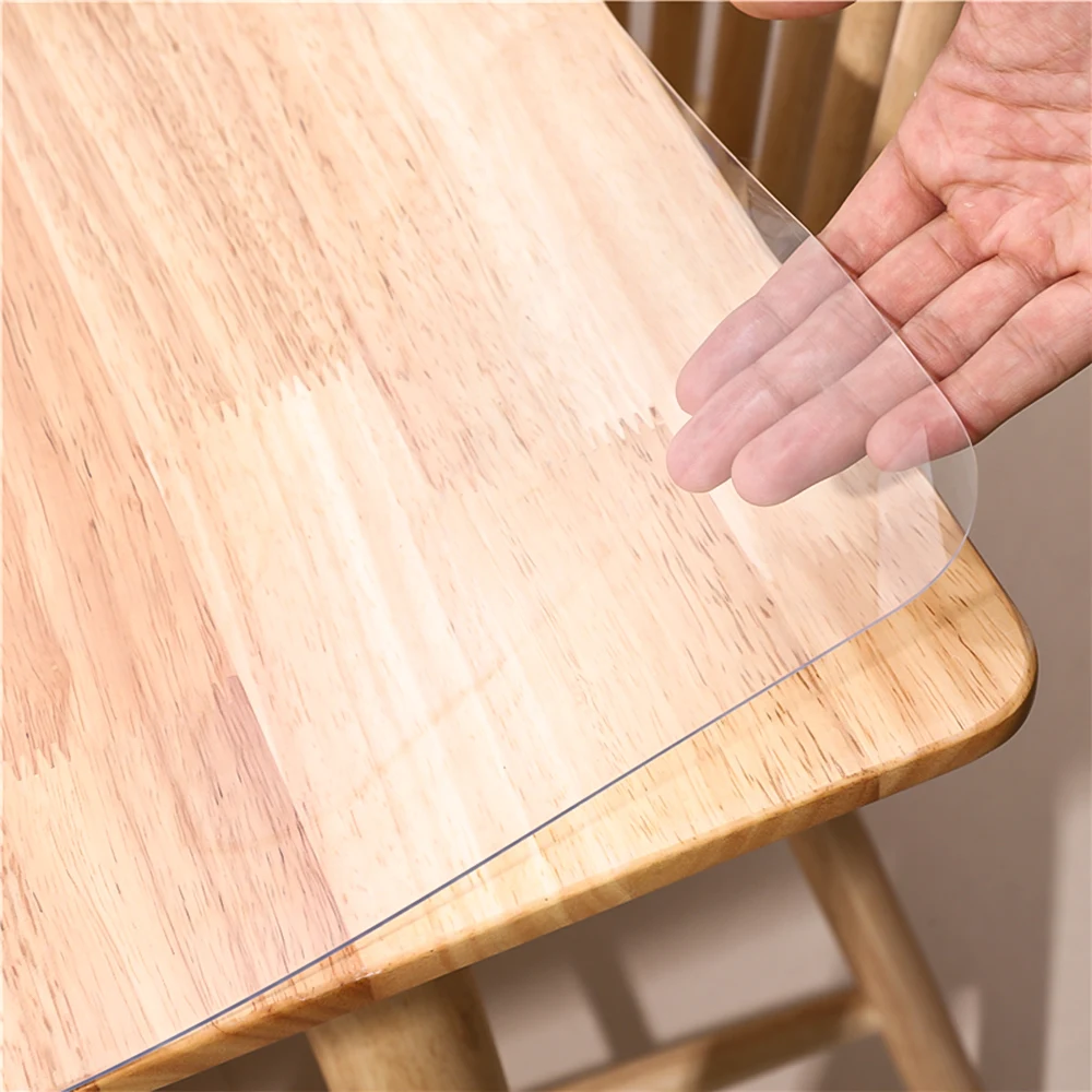 PVC transparent tablecloth with a thickness, heat-resistant, waterproof, and oil resistant dining table mat, 1pc 5
