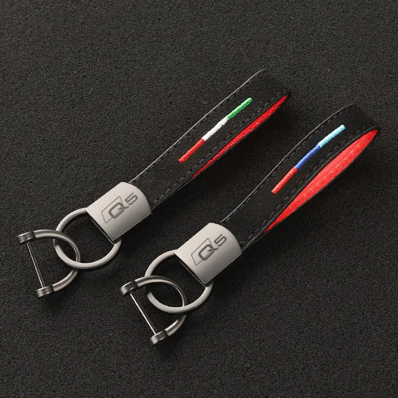 

Suede Car Key Chain Car Premium Key Accessory Chain Personalized Logo Key Pendant Suitable for Q5 A3 A5 A7 Q3 Q7 Car Accessories