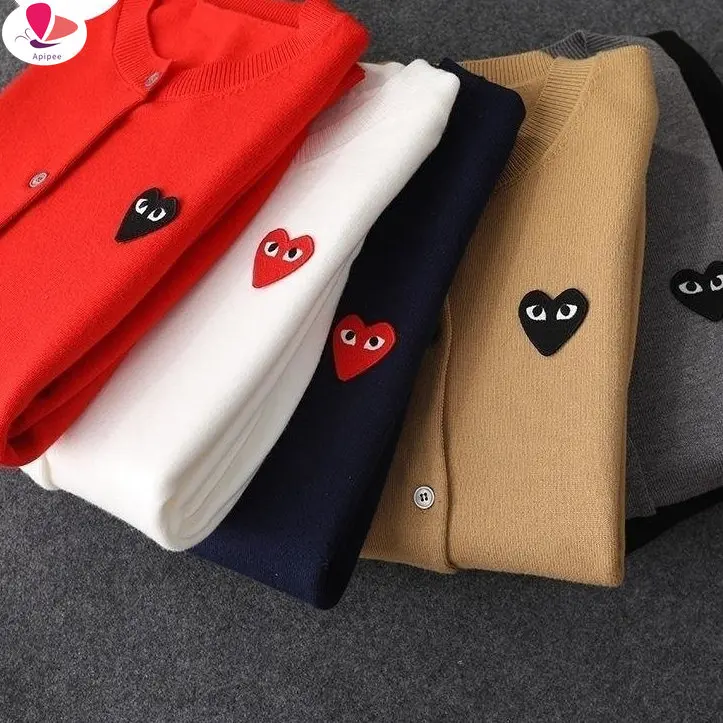 Play Men Wool Cardigan Women Coat Long sleeved Solid Colors Clothes ...