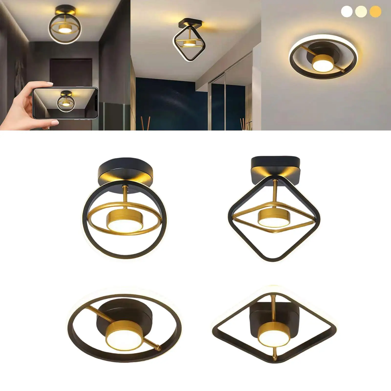 Modern LED Ceiling Light Flush Mount Hanging Lighting Fixture for Bedroom Hallway