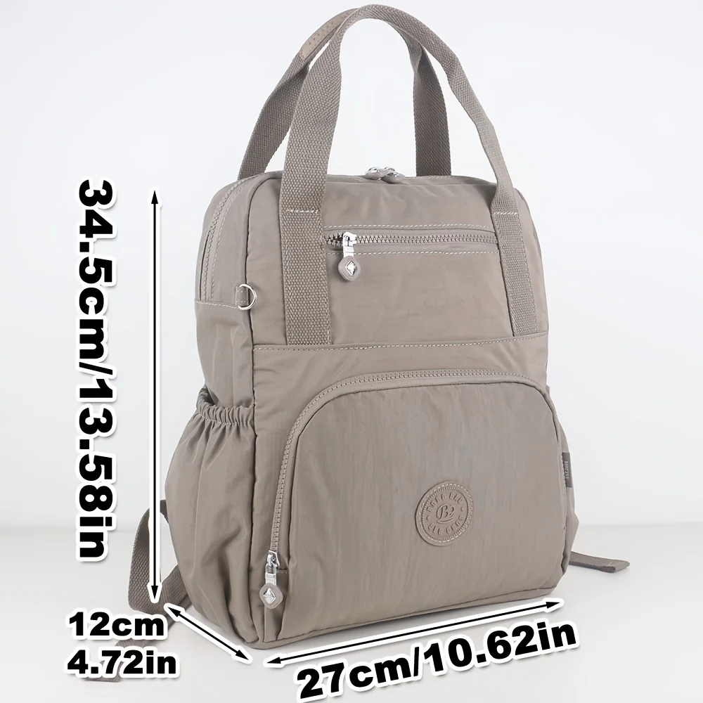 Women's Nylon Travel and School Backpack with Large Capacity and Multiple Pockets
