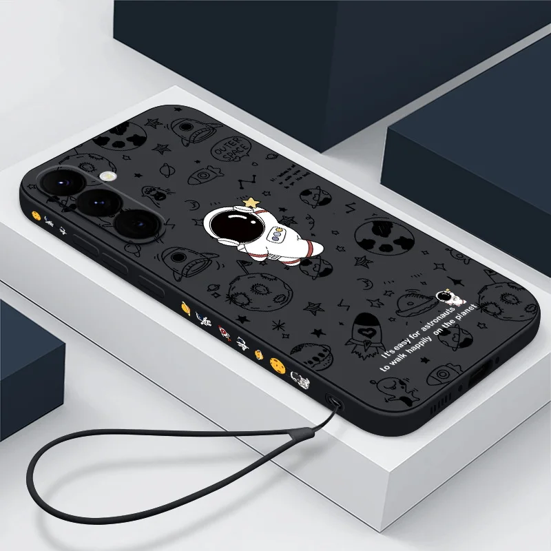 Spaceship Astronauts Soft Lanyard Phone Case Cover