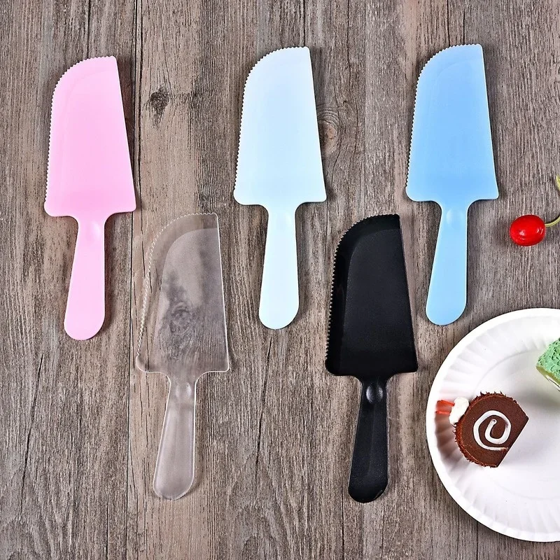 10Pcs Disposable Plastic Birthday Cake Knife Food Grade Safe  Kitchen Tools