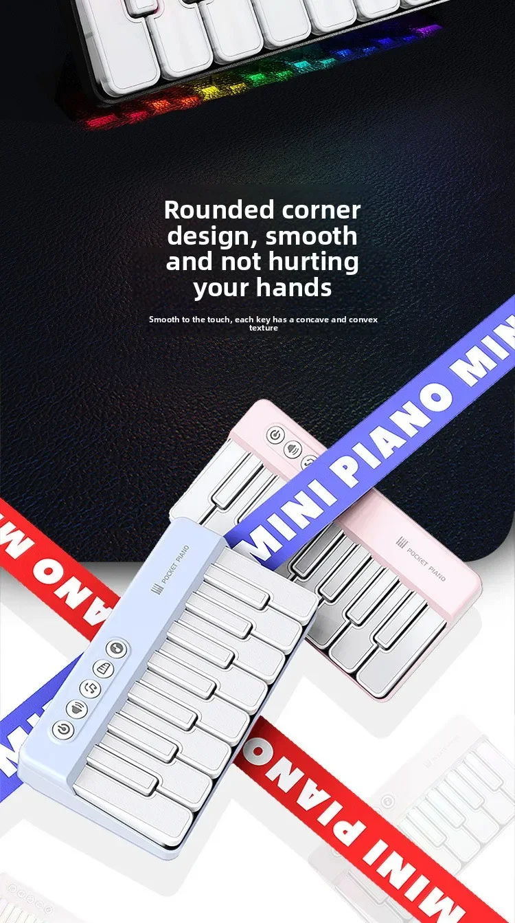 Childrens Mini 7-Key Multifunctional Electronic Keyboard Piano Seven Color Light Portable Instruments Educational Toys for Kids