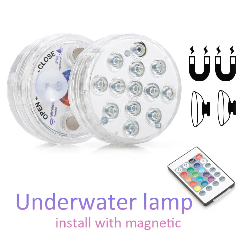 10 Led Remote Controlled RGB Submersible Light Underwater Night Lamp Outdoor Garden Party Decor Pool Accessories 13 leds submersible underwater pool light led pool lighting rf remote submersible lights for pond fountain aquarium bathtub etc