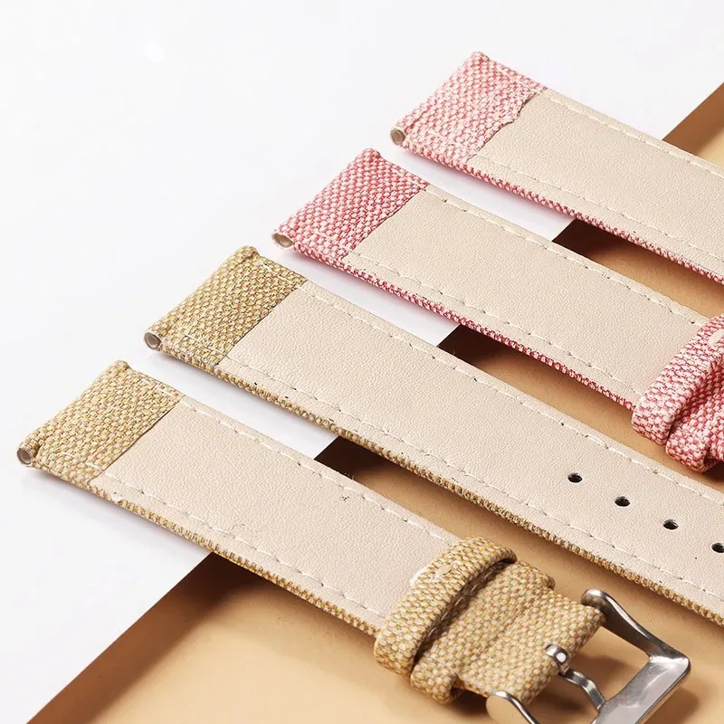 Vintage-Style Denim Nylon Canvas Watch Strap - Soft, Sporty & Universal Wristband Bracelet