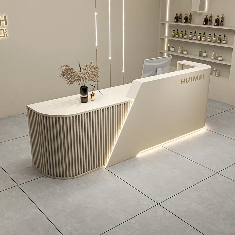 Beauty salon cash register, clothing store bar, simple light luxury, corner front desk, arc hotel company, reception desk