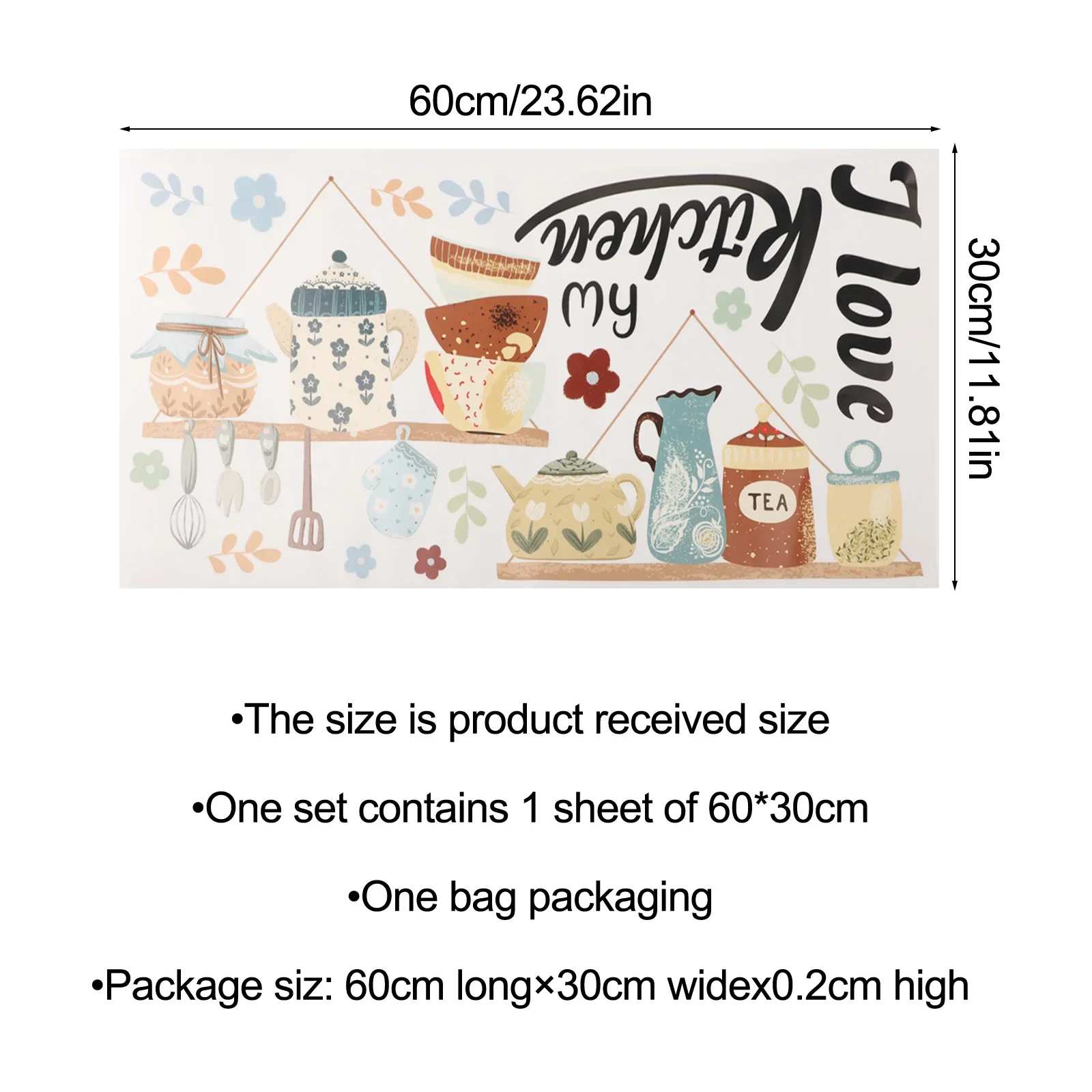 Cartoon Pattern Wall Stickers DIY Cafe Restaurant Living Room Home Decoration Self-adhesive Kitchen Decorative Stickers 30*60cm