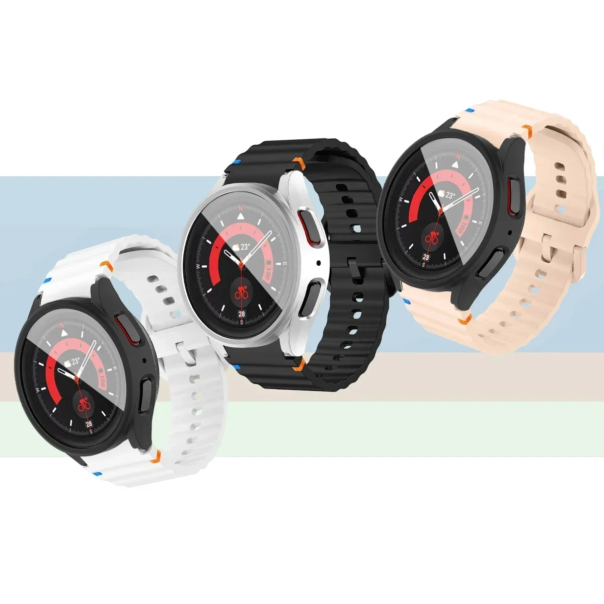 Enhanced Silicone Band and Bumper Case with Tempered Glass Screen Protector