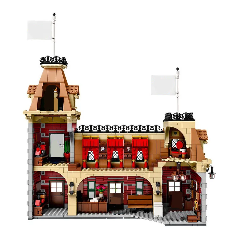 2927PCS MOC 디즈니 랜드 기차 및 역 조립 빌딩 블록 기차역 모델 교육 장난감 선물 장식품