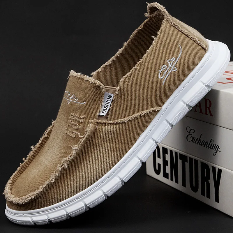 Men's Washed Fabric Casual Shoes Anti Slip and Wear-resistant Driving Shoes Canvas Shoes 4