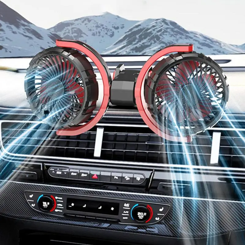 

Dual Head Car Fan 3 speed 360 Adjustable Dual Head Car Fan Neck Cooler Portable Vehicle Cooling Fan for Car interior Dashboard
