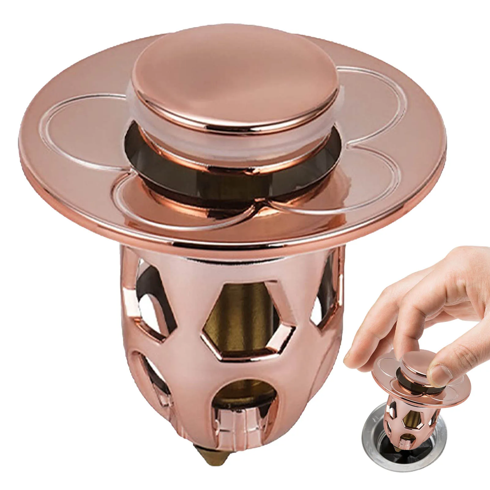 

Universal Bathroom Sink Stopper Strong Durable Structure Long Service Life Black Silver Rose Gold