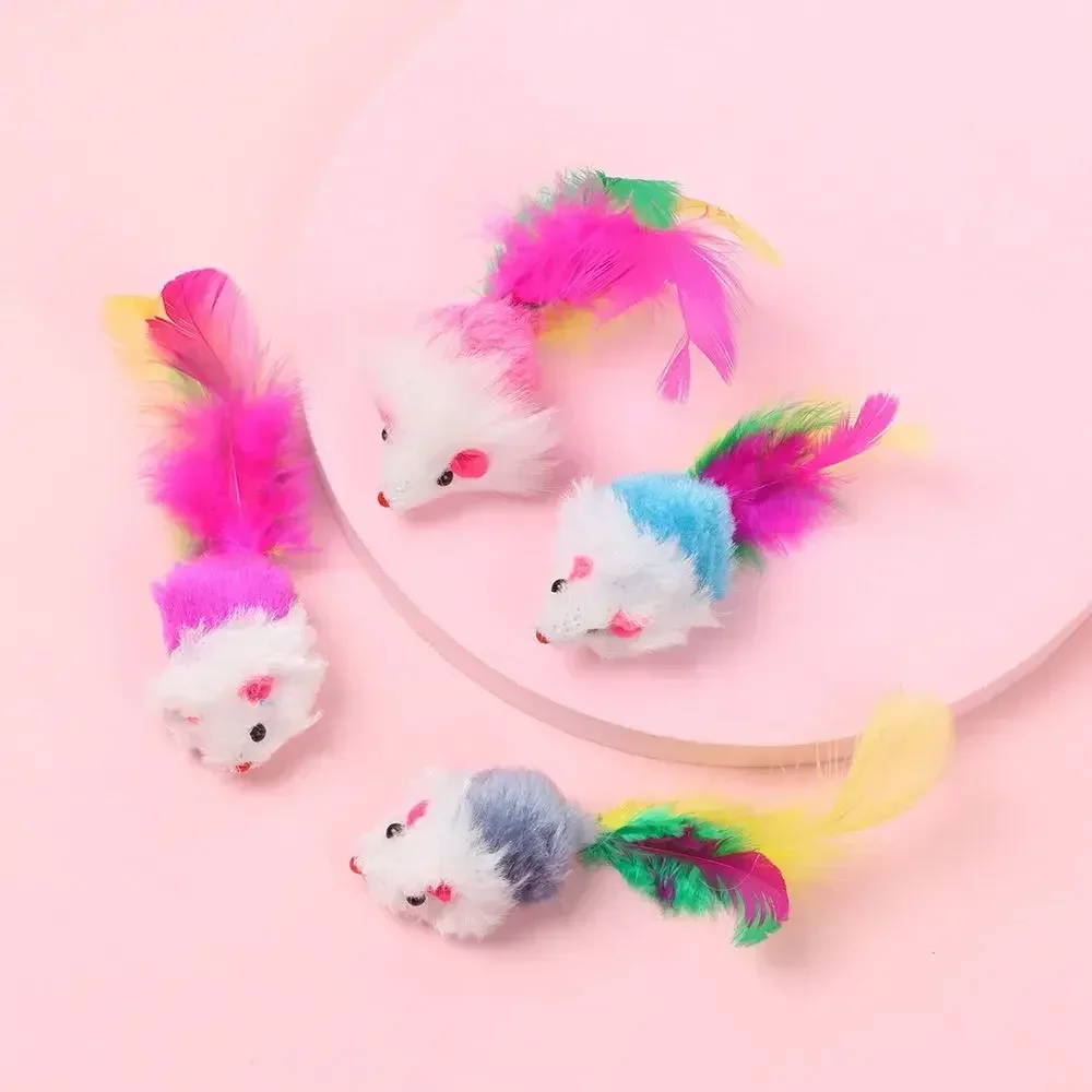 5Pcs Cat Mouse Toys Mice Toy Rattle Interactive For Indoor Cats Kittens Assorted Color Catnip Toys With Fea Interactive Cat Toy Hot Sale 2025