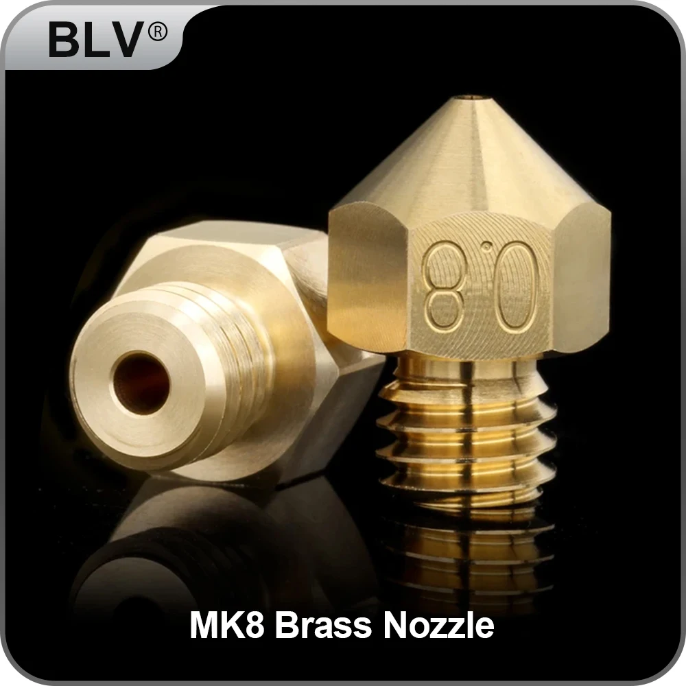 BLV Top quality Brass MK8 Nozzle for 3D printers hotend 1.75MM Filament J-head cr10 heat block ender3 hotend m6 Thread