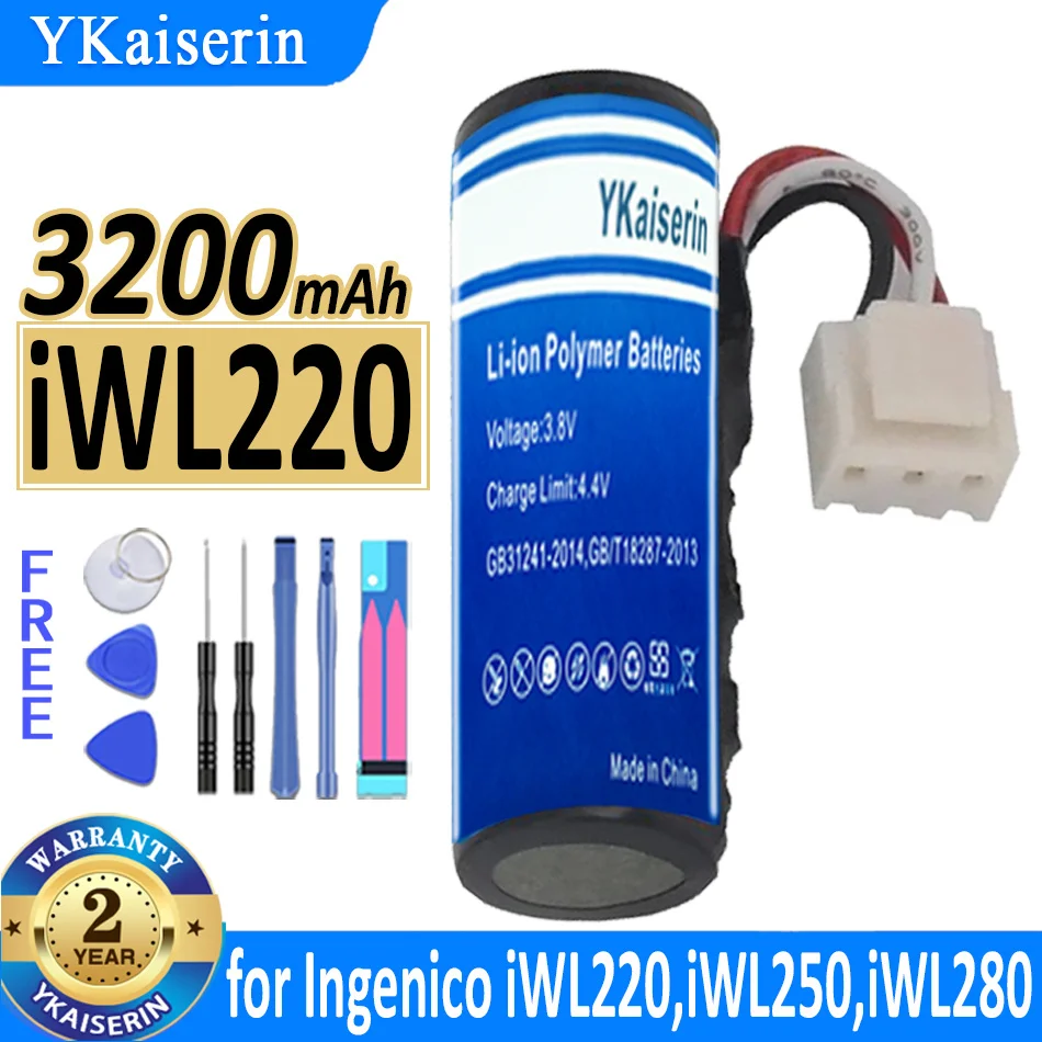 Batteria Ykaiserin 3200Mah Per Ingenico Iwl220 Iwl250 Iwl280 Iwe280 Iwl252 Iwl255 Iwl251 Per Newland Me31 Sp610 Sp60 Pos Bateria