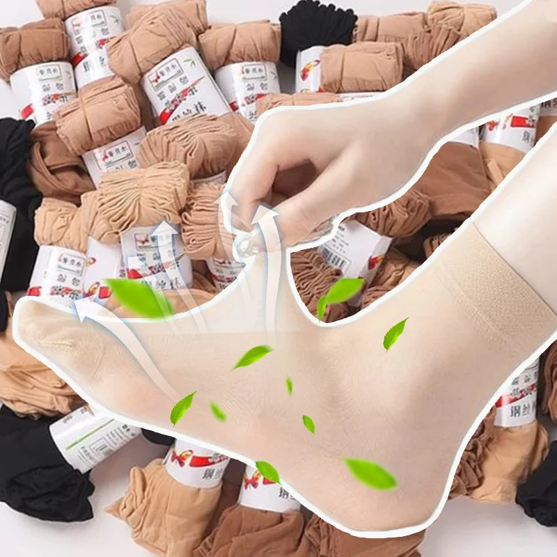 

10/20 пар, Летние Бамбуковые короткие носки, ультратонкие дышащие женские носки для девочек с кристаллами, однотонные прозрачные зеркальные летние носки