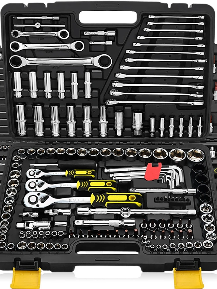 46pcs Socket Ratchet Car Repair Tool Wrench Set Head Ratchet Pawl Socket Spanner Screwdriver Professional Metalworking Tool Kit