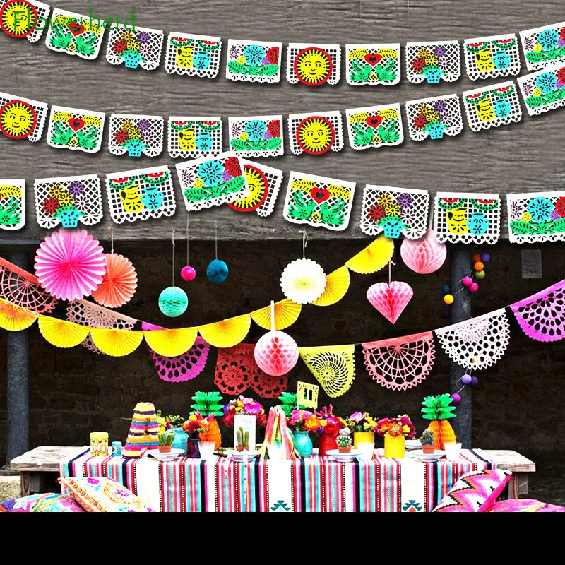 Mexican Pinata Happy Birthday Banners Party Decorations Rainbow