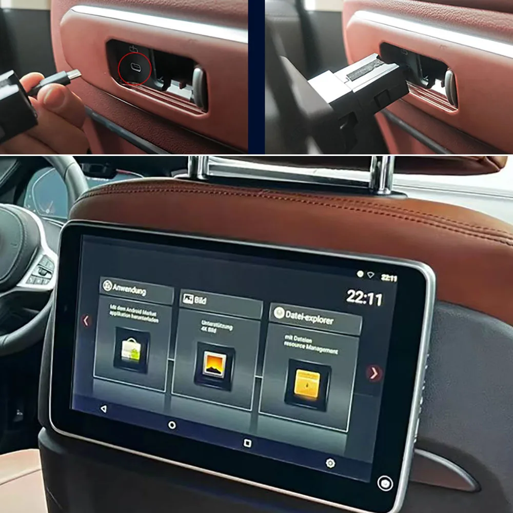 Plug And Play Car Headrest Monitor Android Tablet Touch Screen For BMW ...
