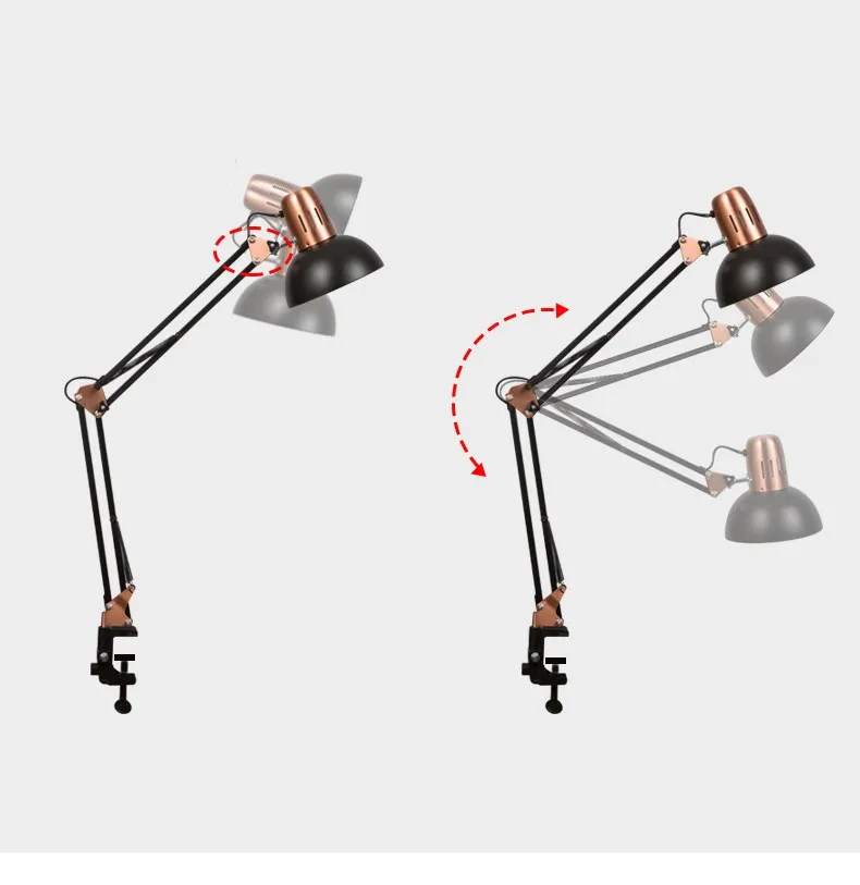 Lampă de birou cu LED-uri de studio Lămpi portabile de epocă cu clemă, carte, citire, pliabil, scriere, corp de iluminat pentru unghii_voghion.com