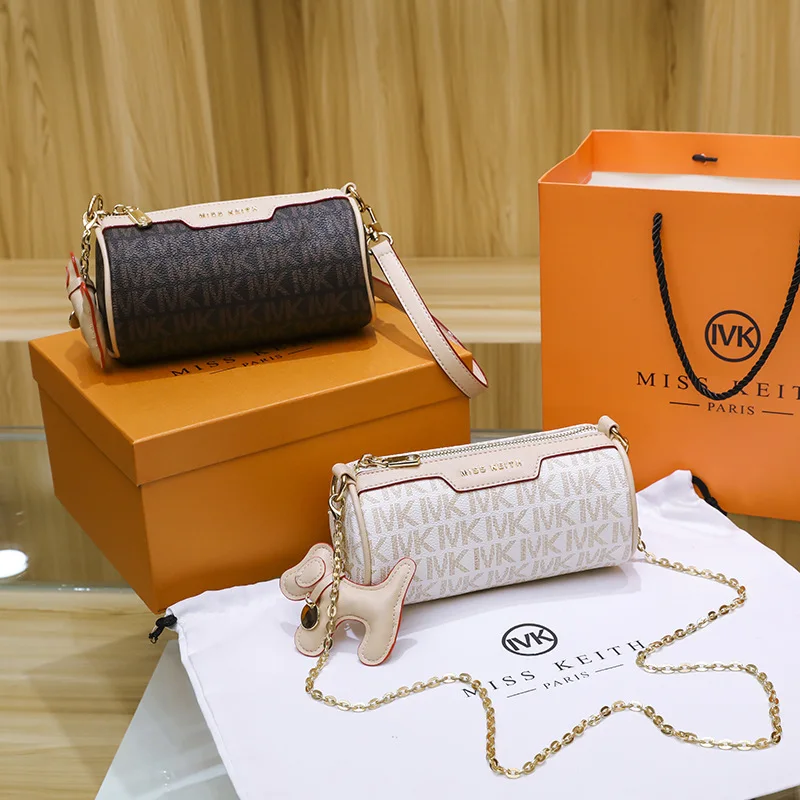 

2023 New Fashion luxury designer handbag High-end Trend European And American Retro Style Leather Cylindrical Shoulder Bag