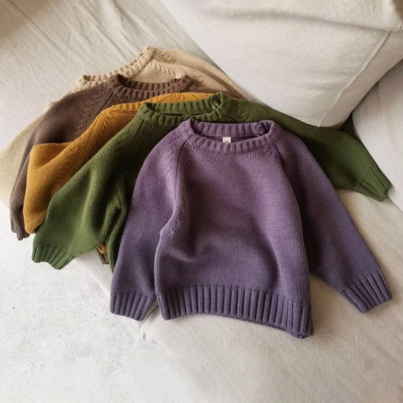 Knit sweater Baby Sweaters Autumn Winter Kids Boys Girls Long Sleeve Pure Color Knit Sweater Pullover Clothes