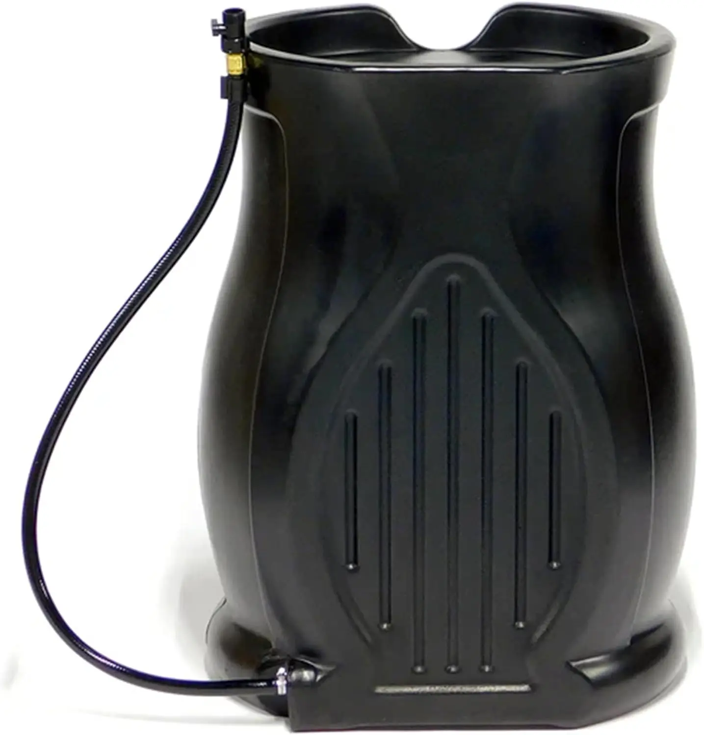 Outdoor 45-Gallon Catalina Rain Barrel –BPA-Free,Flat-Back Design with 3.5 Foot Garden Hose, Shut-Off Thumb Valve, and Fixed Lid