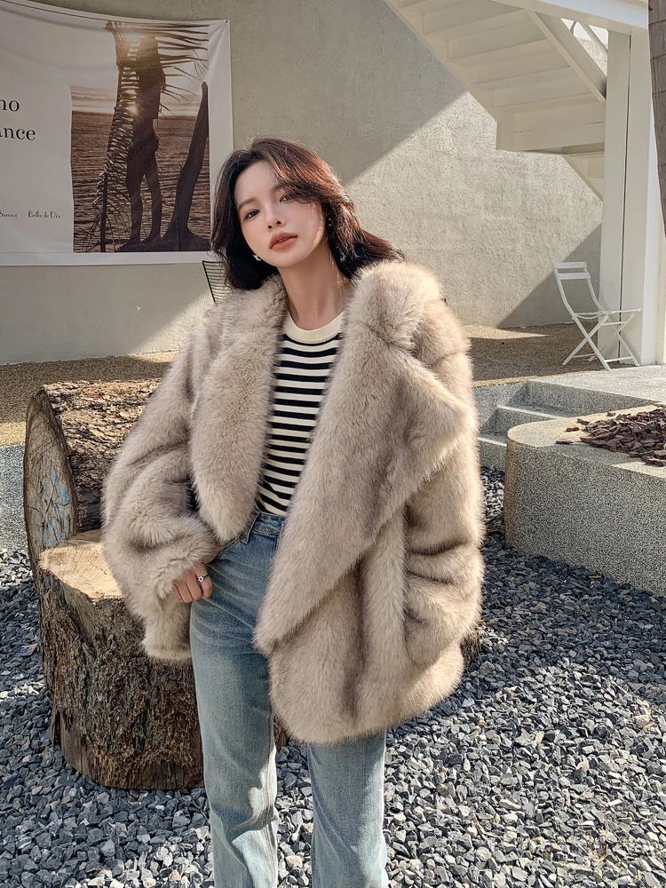 Fashion Winter Women High Quality Faux Fox Fur Coat Luxury Shaggy Loose  Lapel OverCoat Thick Warm Plus Size Female Outwears - AliExpress