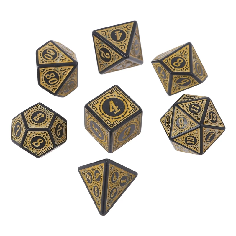 7Pcs/Pack Different Number of Faces Resin Dice Game Props Educational Toys with Box Children Multi-faceted Digital Dice