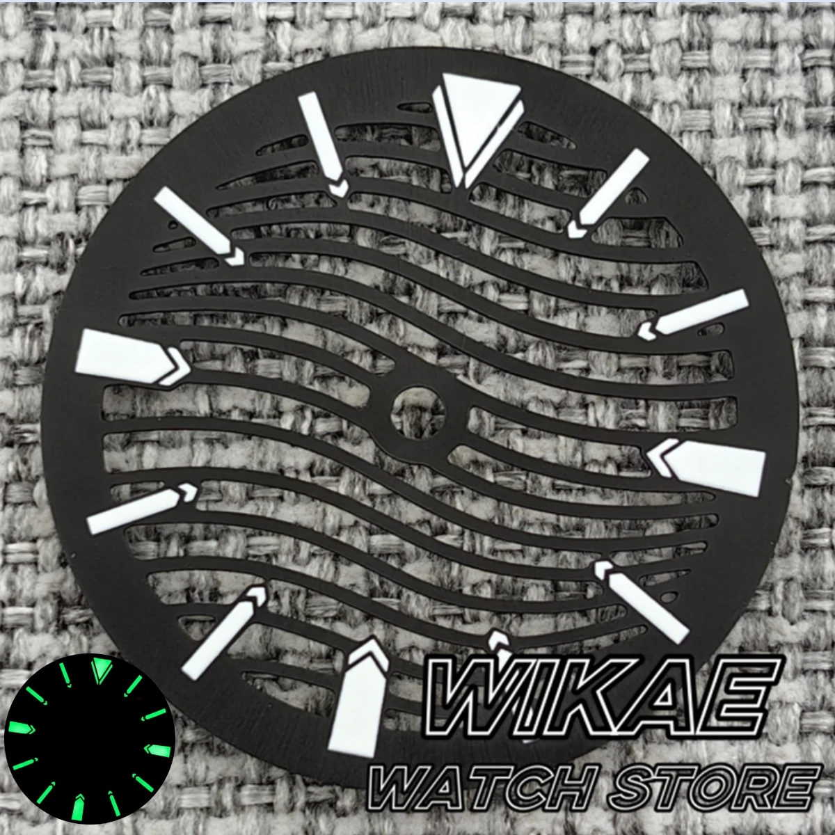 Skeleton Wave Design Hollow-Out Watch Dial 29mm with C3 Luminous Feature - Black, Silver, Blue, Green Face