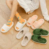 Thick Fluffy Fur Slippers For Women Winter House Warm Furry Slippers Women Flip Flops Home Slides Flat Indoor Floor Shoes - Image 4