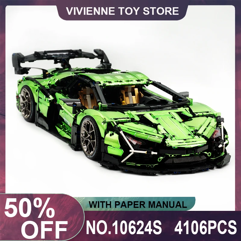 

GULY 10624S MOC технический Супер спортивный автомобиль гиперкар строительные блоки скоростной автомобиль Развивающие блоки игрушки подарок на день рождения для детей