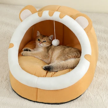 Super Cat Bed Warm Pet House Kitten Cave Cushion Cat House Warm Sleeping Dog Basket Tent Small Dog Mat Supplies Bed For Cats 5