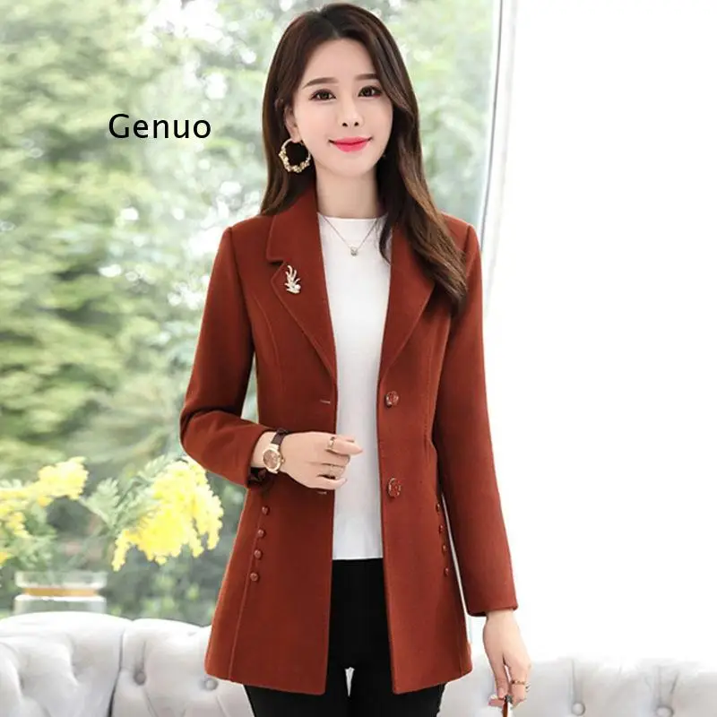 

2022 Spring And Autumn New Women's Woolen Coat Fashion Slim Wild Female Jacket Short Women's Clothing