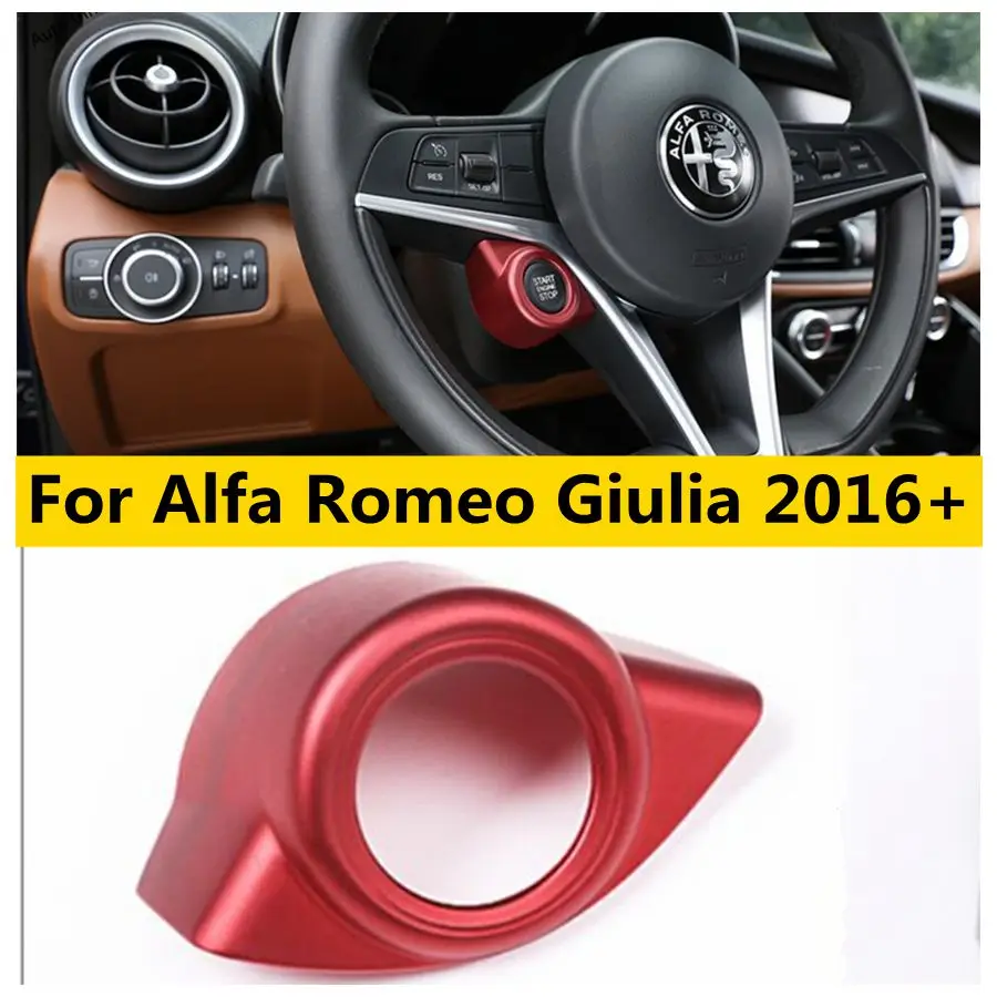 

Red / Matte Start Stop Engine Push Button Frame Key Ring Cover Trim Fit For Alfa Romeo Giulia 2016 - 2019 Interior Accessories