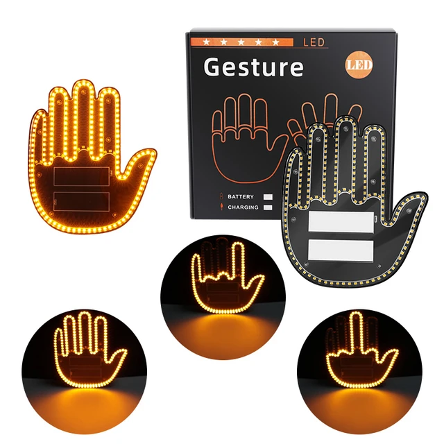Middle Finger Gesture Light for Car LED Hand Gesture Sign Light Funny  Warning Light with Remote for Rear Window