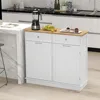 Tilt Out Trash Cabinet, Kitchen Island with 2 Drawers & Adjustable Shelf, Recycle Bins Pet Proof Garbage Can Holder 2