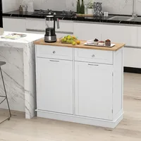 Tilt Out Trash Cabinet, Kitchen Island with 2 Drawers & Adjustable Shelf, Recycle Bins Pet Proof Garbage Can Holder 2