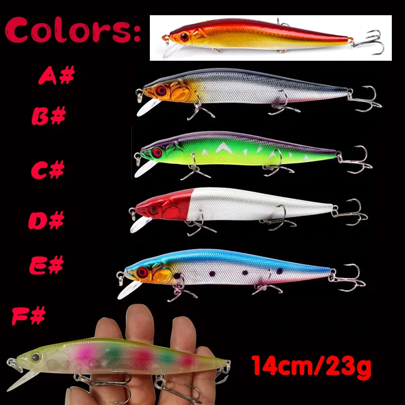 1 Pcs Fishing Accessories Isca Artificial De Pesca 14cm 23g Metal Floating  Minnow Fishing Lures Equipment Wobbler 6 Colors Jig